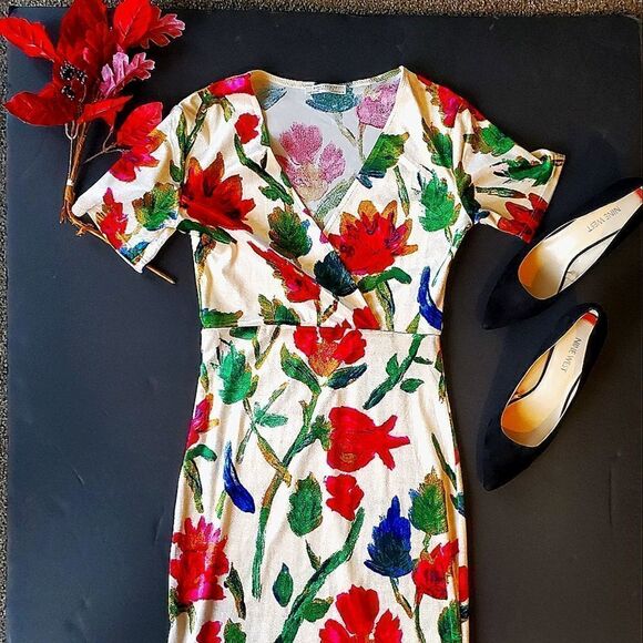 Zara Trafaluc Floral Felt Dress - Picture 1 of 9